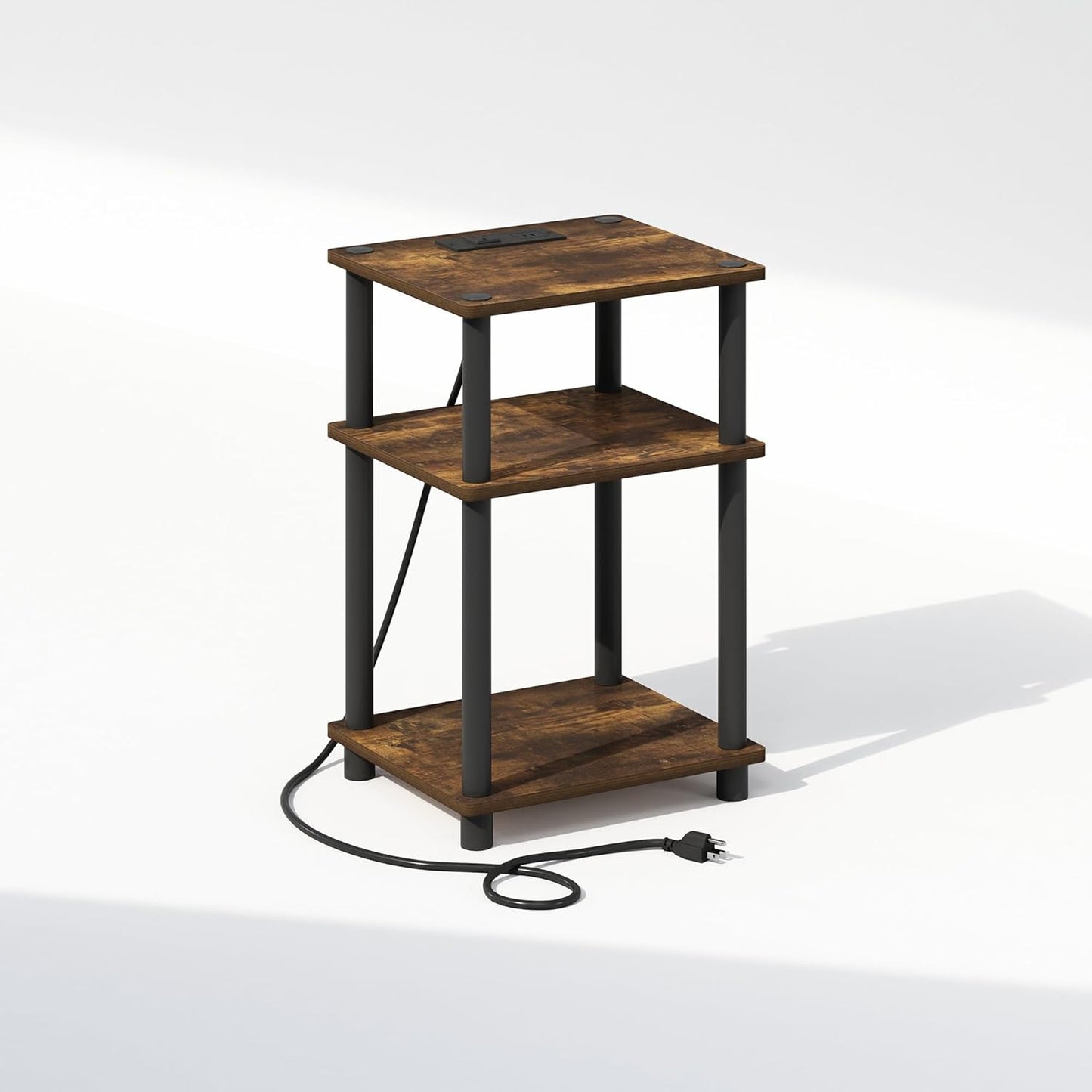 JUST Toolless 3-Tier Night Stand, Open Storage, Americano