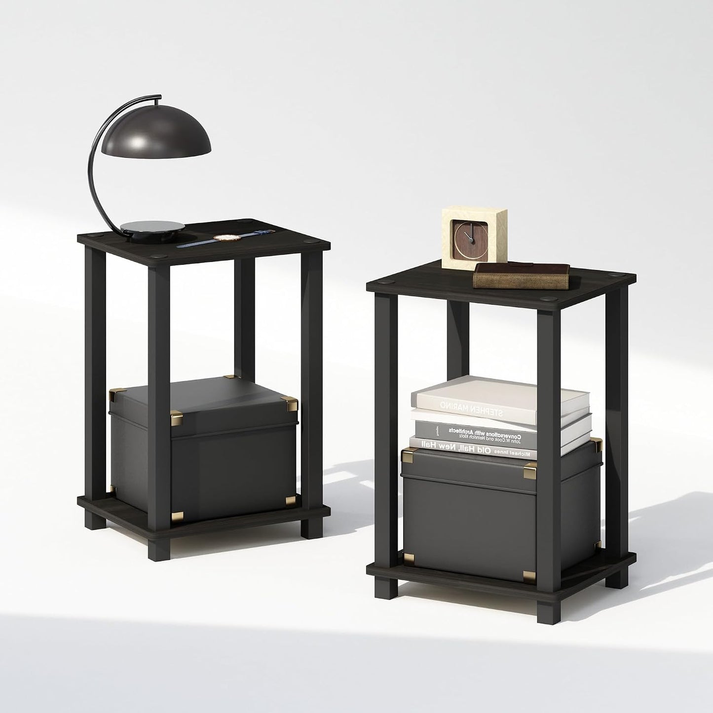 JUST Toolless 3-Tier Night Stand, Open Storage, Americano