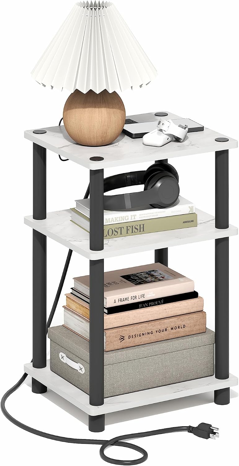 JUST Toolless 3-Tier Night Stand, Open Storage, Americano