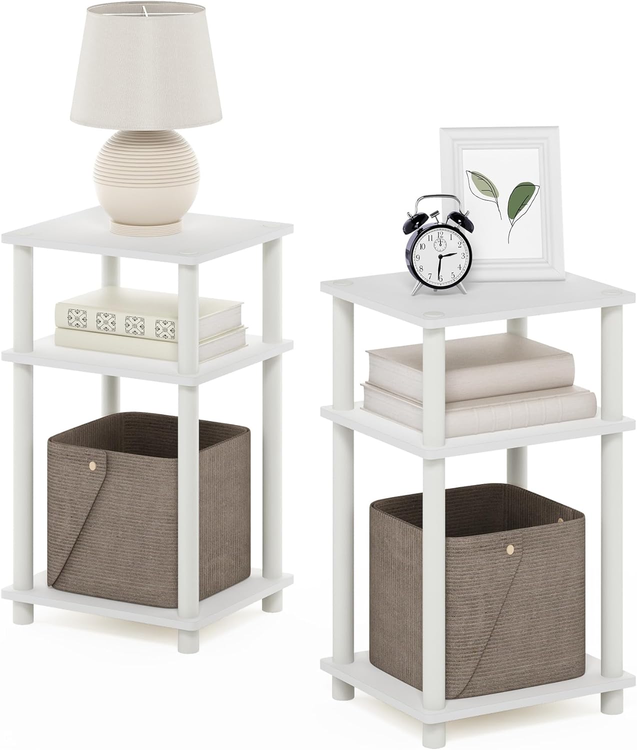 JUST Toolless 3-Tier Night Stand, Open Storage, Americano
