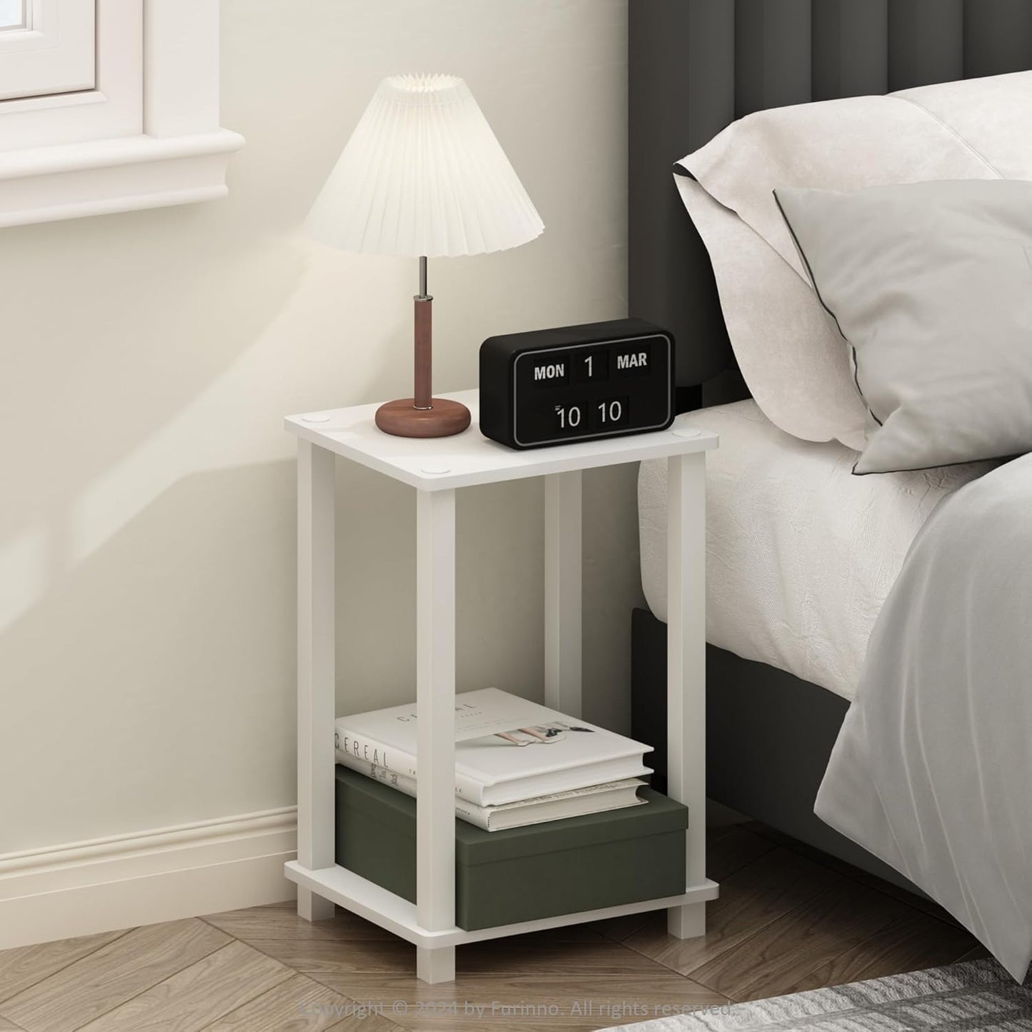 JUST Toolless 3-Tier Night Stand, Open Storage, Americano