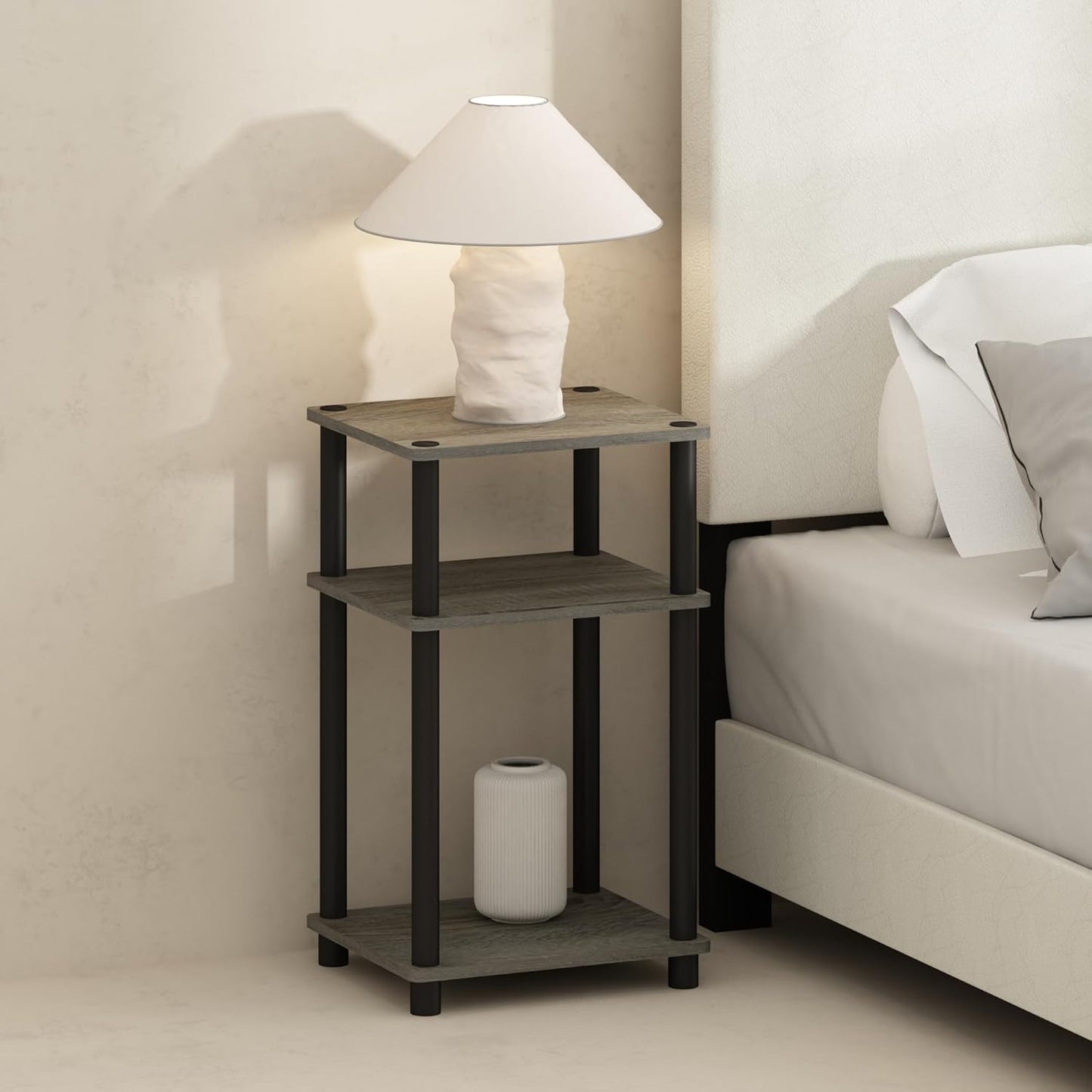 JUST Toolless 3-Tier Night Stand, Open Storage, Americano