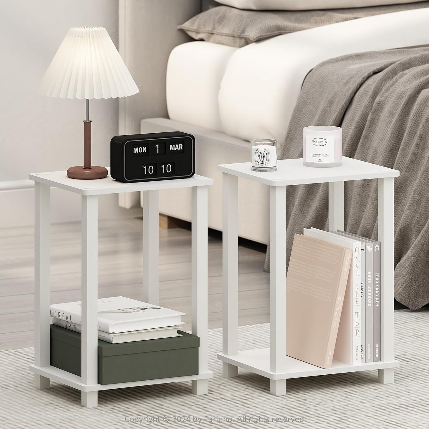 JUST Toolless 3-Tier Night Stand, Open Storage, Americano