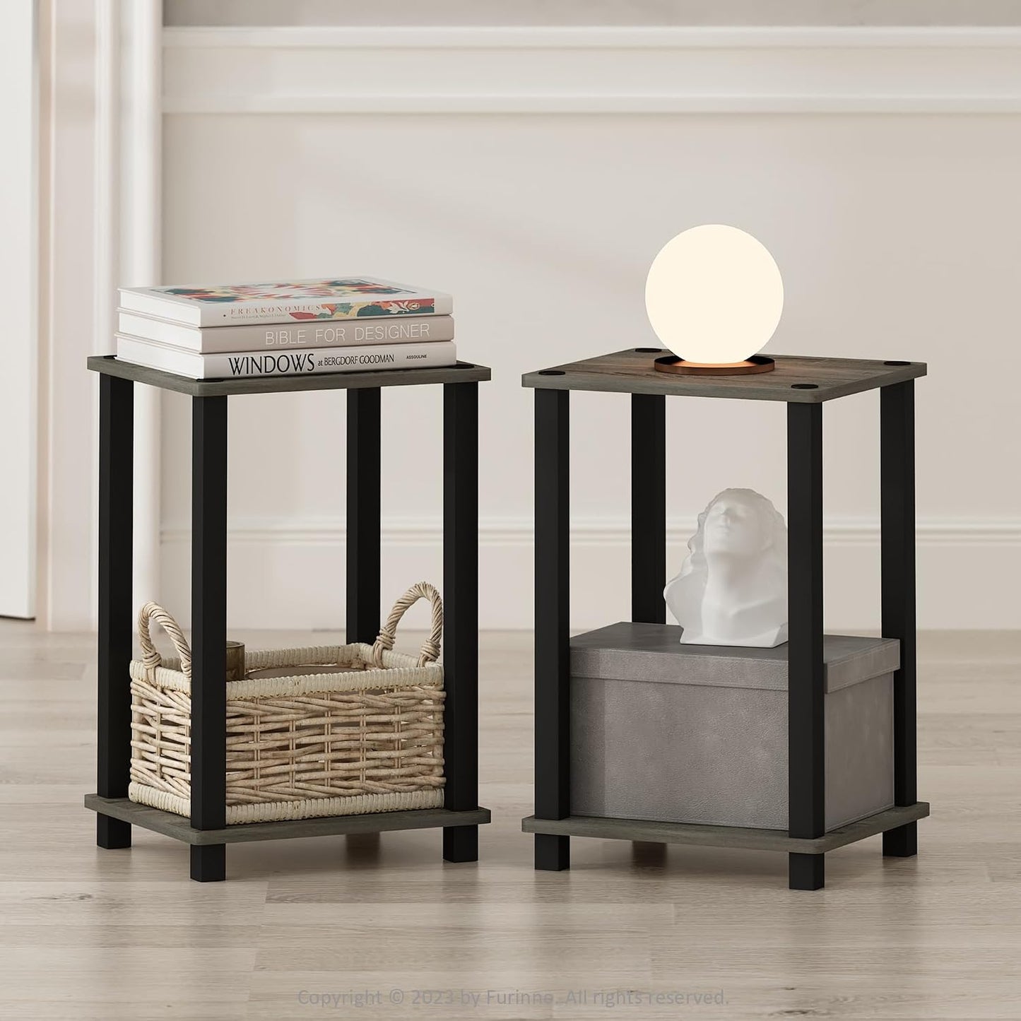 JUST Toolless 3-Tier Night Stand, Open Storage, Americano