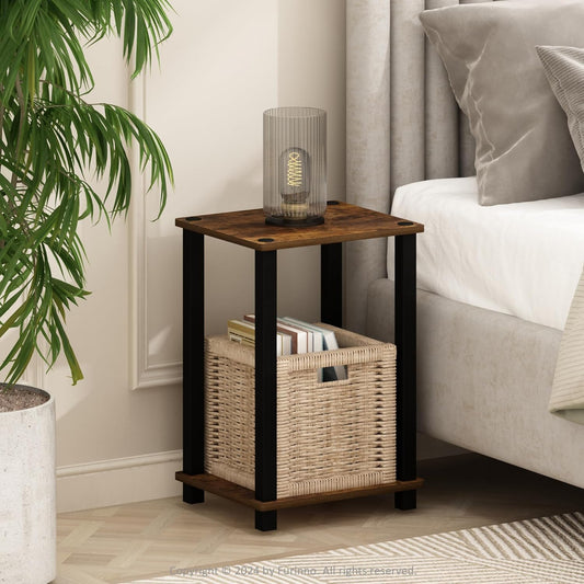 JUST Toolless 3-Tier Night Stand, Open Storage, Americano
