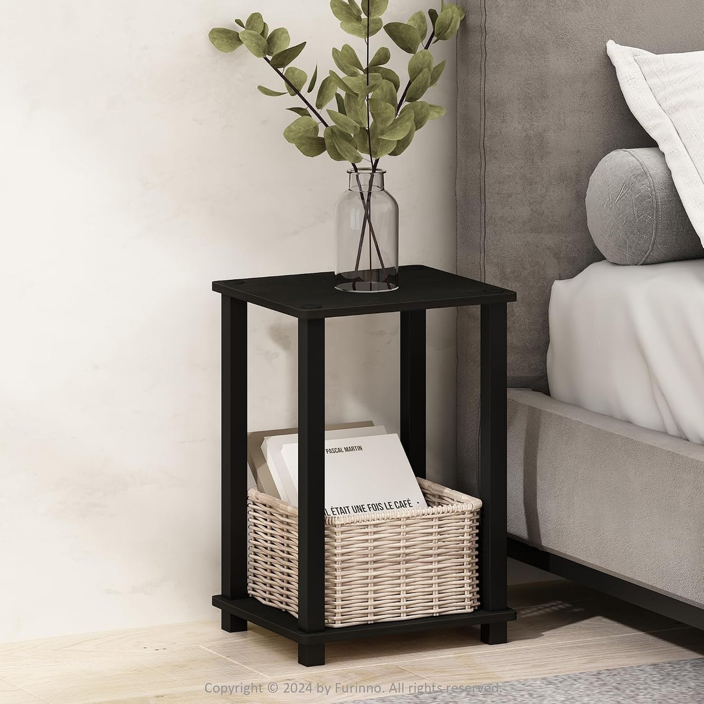 JUST Toolless 3-Tier Night Stand, Open Storage, Americano