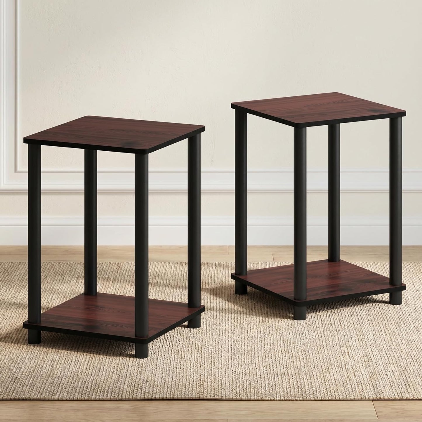JUST Toolless 3-Tier Night Stand, Open Storage, Americano
